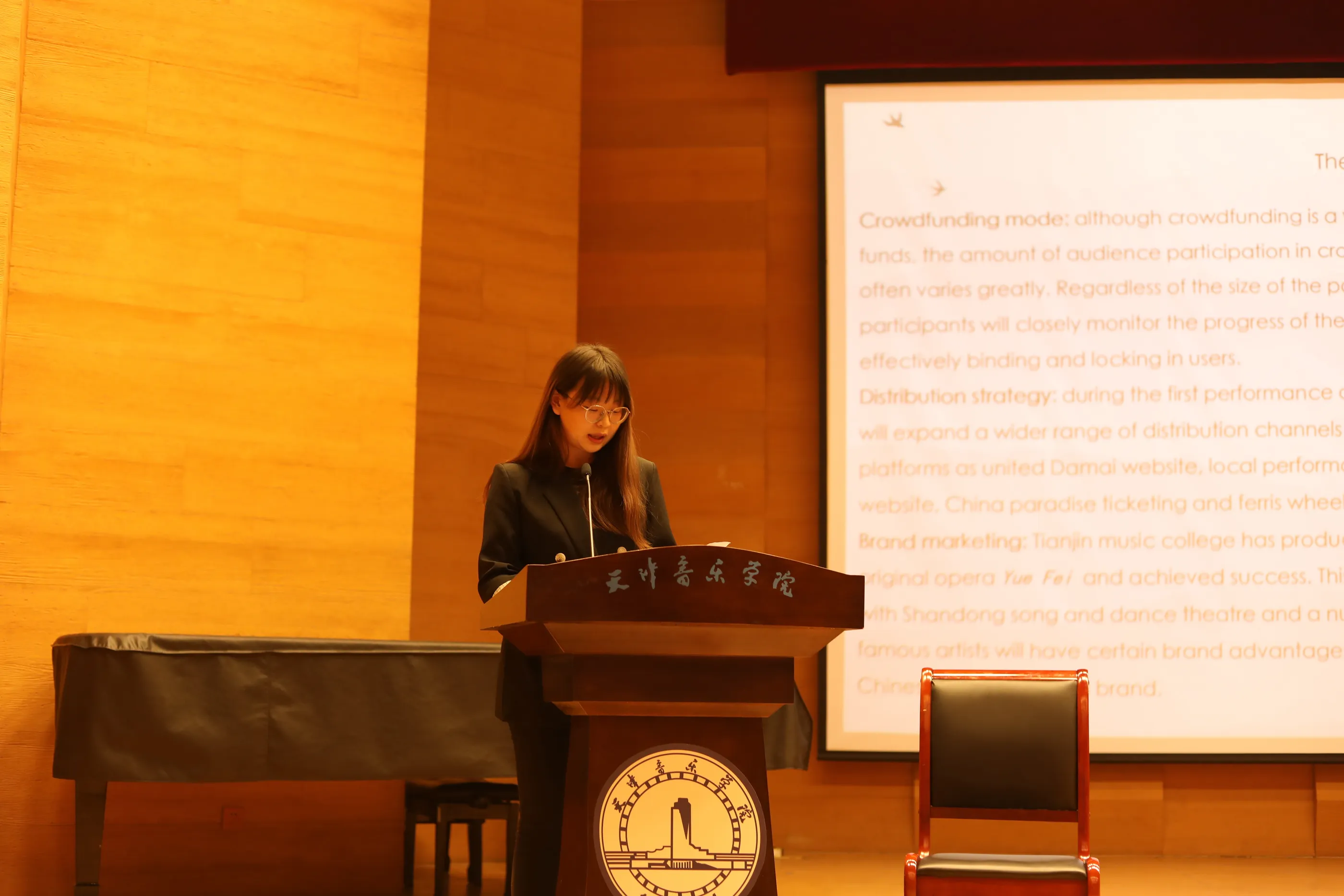 Student representative speaking at the arts management workshop